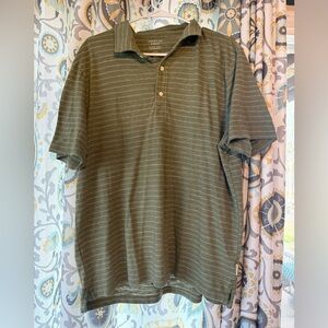 American Eagle Outfitters Olive Green Striped Polo
